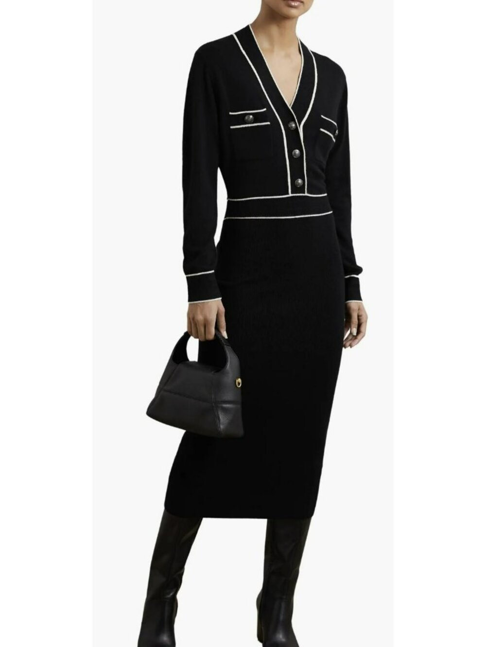 Reiss Long Sleeve Wool Cashmere Blend Sweater Dress Large New